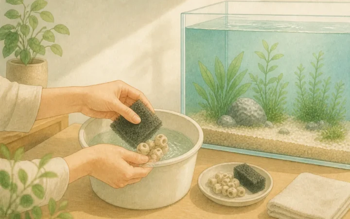 水槽のろ材はどう掃除する？交換時にバクテリア環境を守る考え方