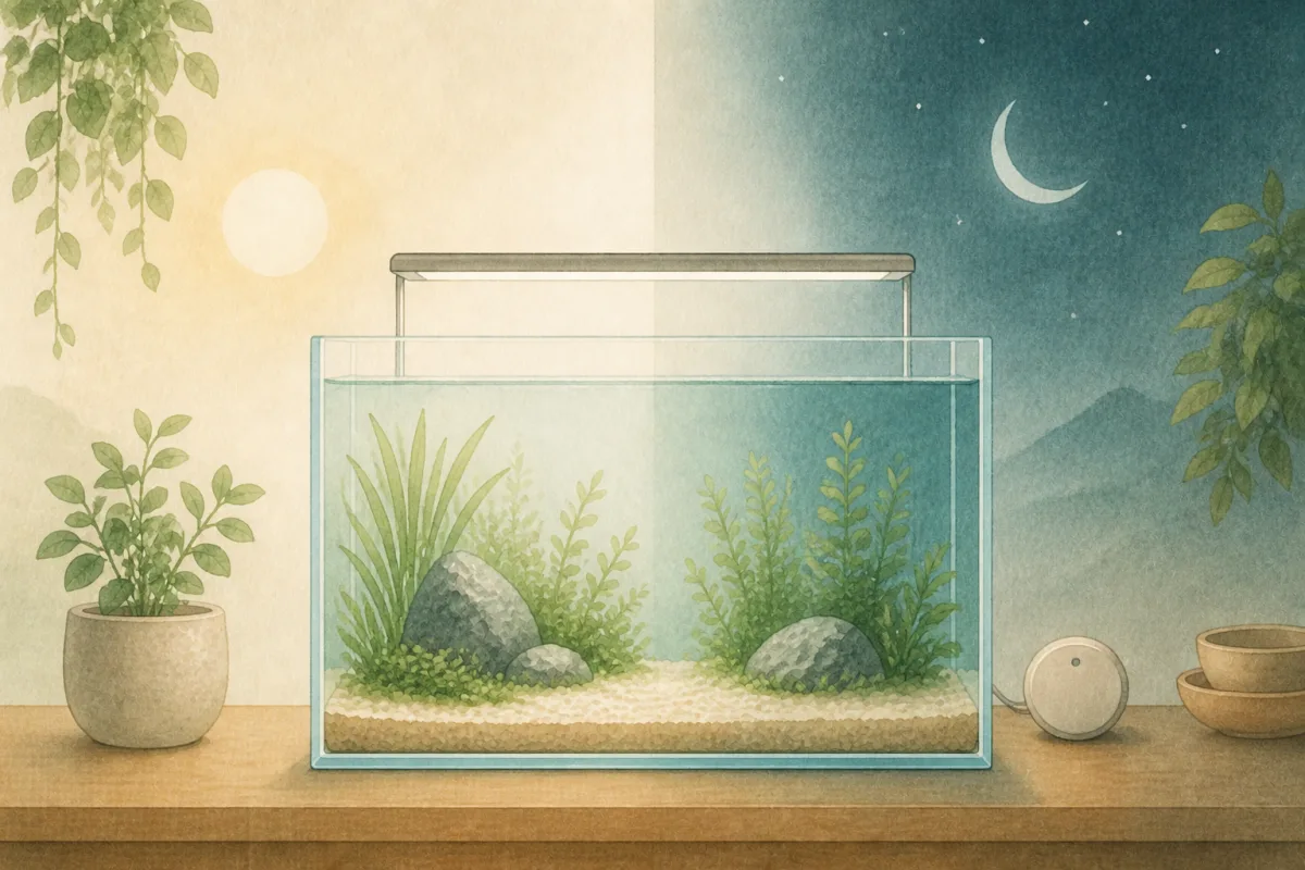 水槽の照明時間は何時間?タイマー管理とコケ対策の基本
