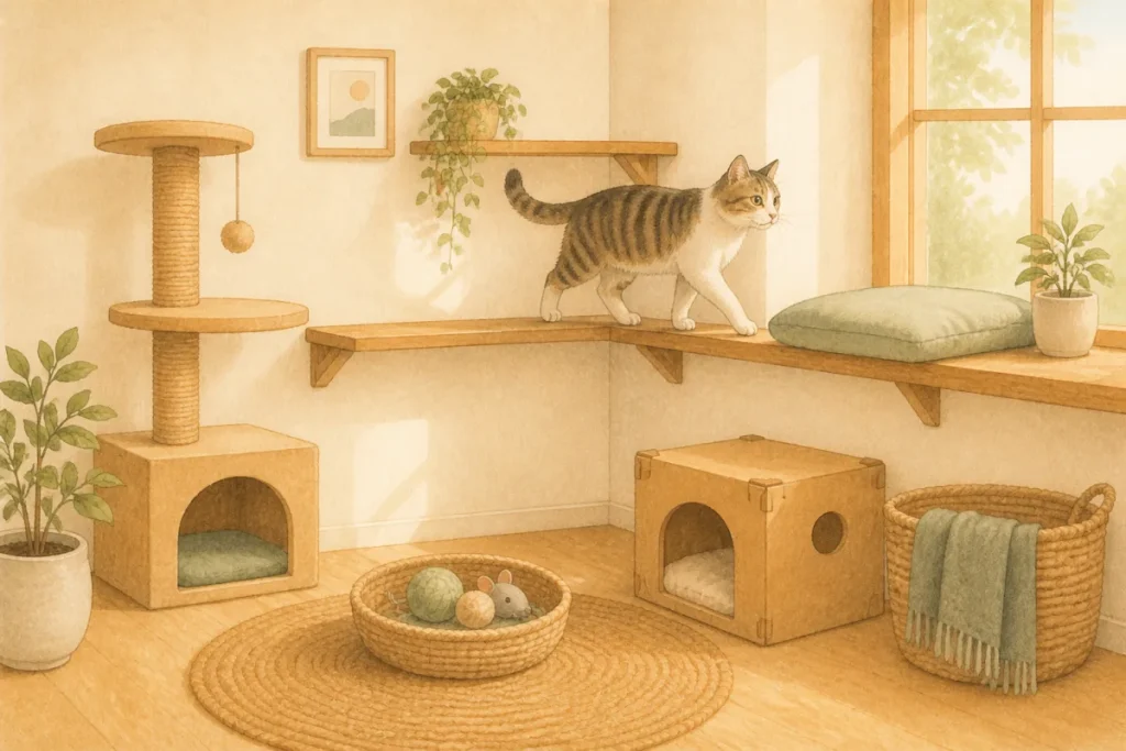 室内飼いの猫が退屈しにくい部屋づくり｜上下運動・隠れ場所の基本