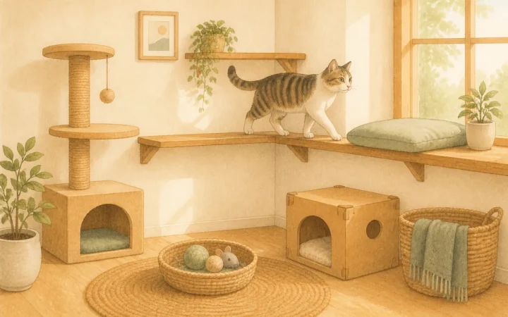 室内飼いの猫が退屈しにくい部屋づくり｜上下運動・隠れ場所の基本