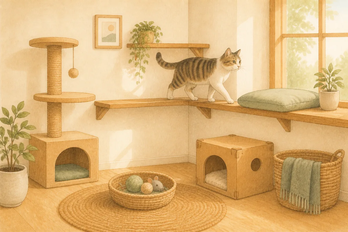 室内飼いの猫が退屈しにくい部屋づくり|上下運動・隠れ場所の基本