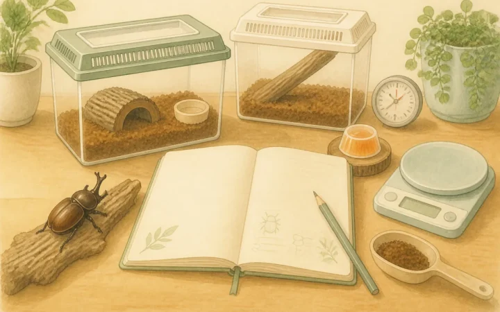 昆虫の飼育記録は何を書く？温度・エサ・マット交換の記録項目