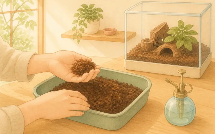 昆虫マットの湿らせ方｜乾燥・加水しすぎを見分ける管理方法