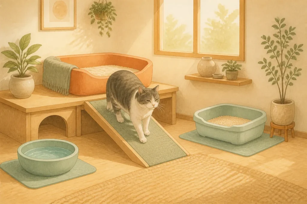 高齢猫の暮らしやすい部屋づくり|移動・トイレ・食事を見直す