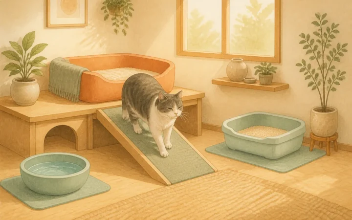 高齢猫の暮らしやすい部屋づくり｜移動・トイレ・食事を見直す