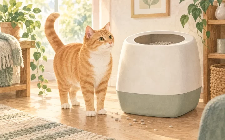 猫砂の飛び散り対策に｜アイリス「上から猫トイレ」は合う？