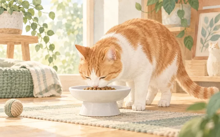 猫が食器の縁を気にするときに｜猫壱の浅広口フードボウル