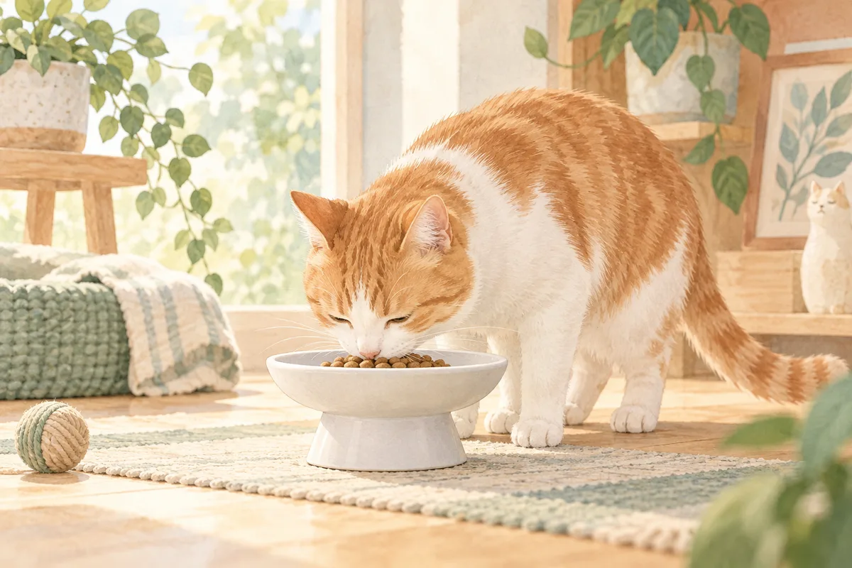 猫が食器の縁を気にするときに｜猫壱の浅広口フードボウル