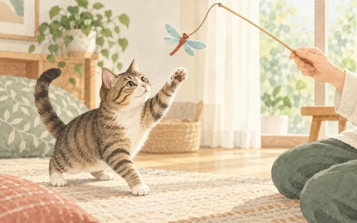 猫じゃらしで遊ばないときに｜カシャカシャぶんぶんの工夫