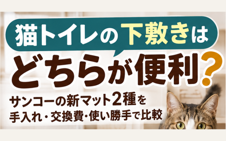 猫トイレの下敷きはどちらが便利？サンコー新マット2種を手入れ・交換費・使い勝手で比較するイメージ