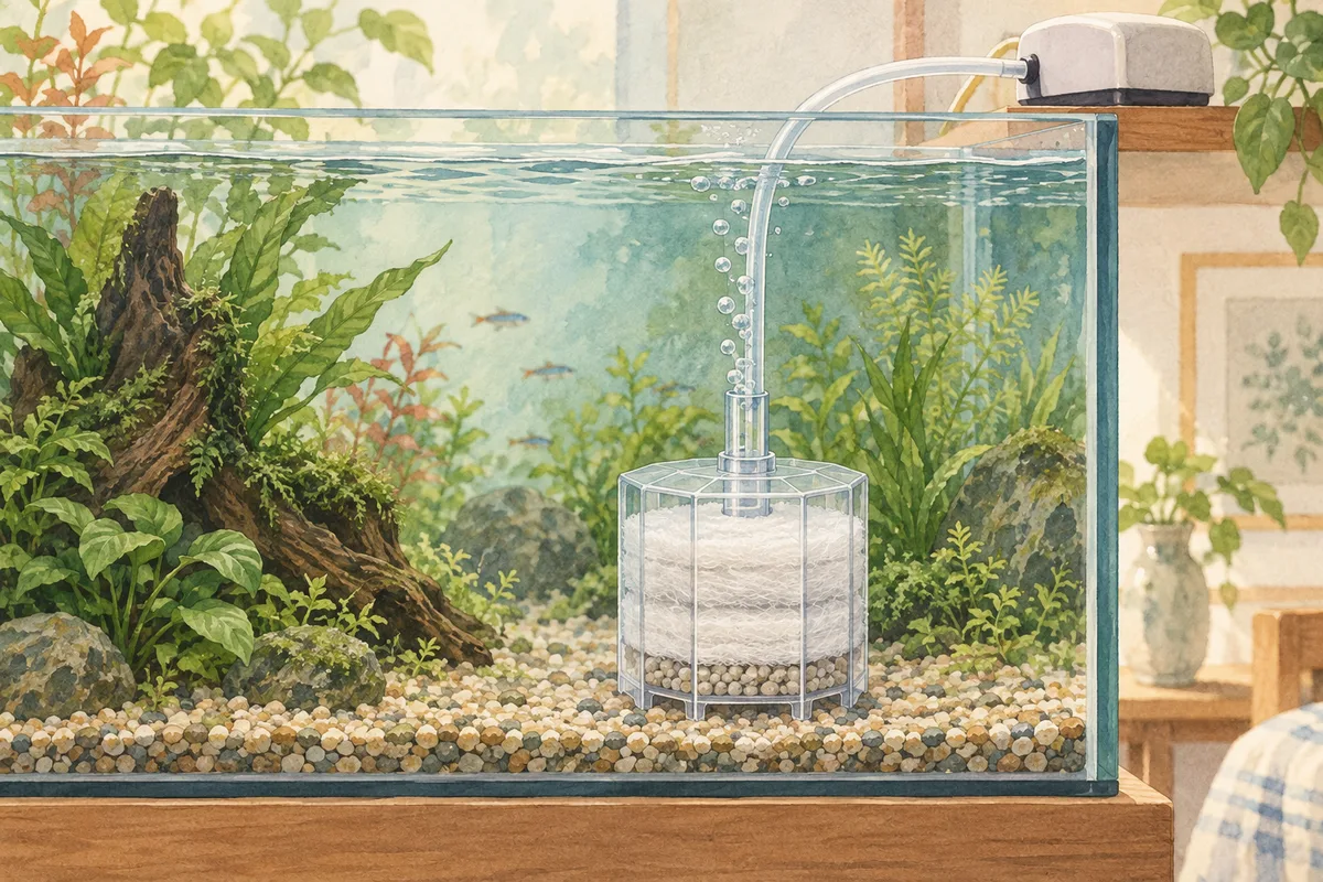 水作エイトコアMは何cm水槽用?初購入で確認する別売品を表すイメージイラスト