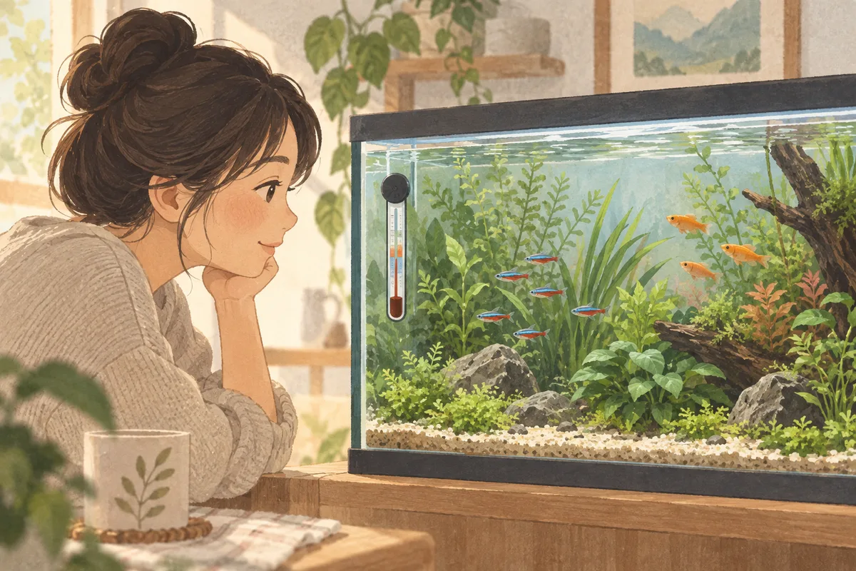 ヒーターがあっても水温計は必要？マグテンプMの購入前確認を表すイメージイラスト