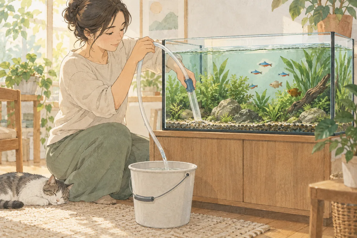 初めての水換え用品選び|プロホースエクストラMの適合確認を表すイメージイラスト